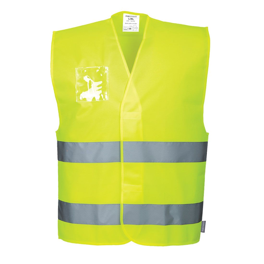 Hi-Vis Two Band Dual ID Holder Vest , L/XL, R, Yellow
