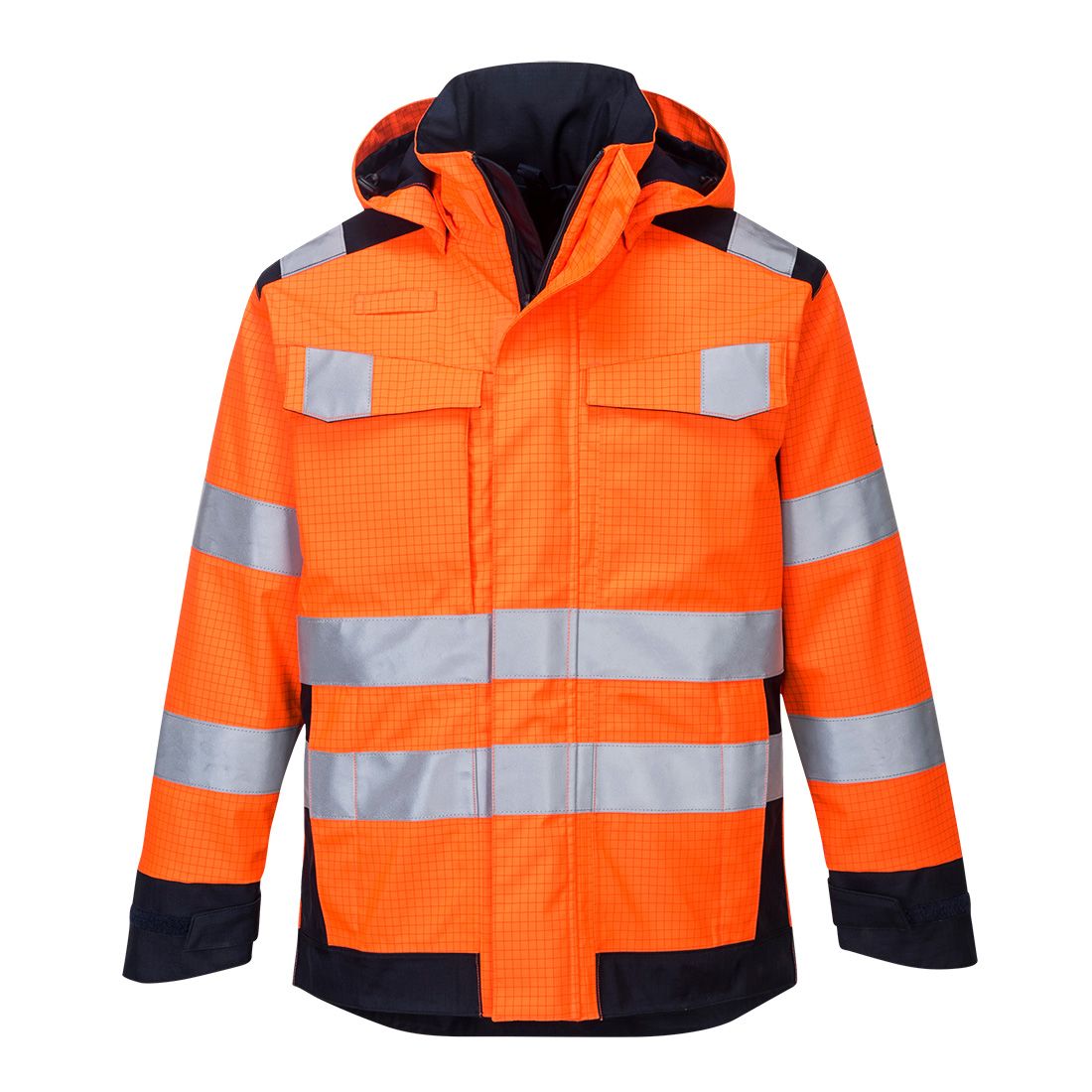 Modaflame Rain Multi Norm Arc Jacket, 4XL, R, Orange/Navy