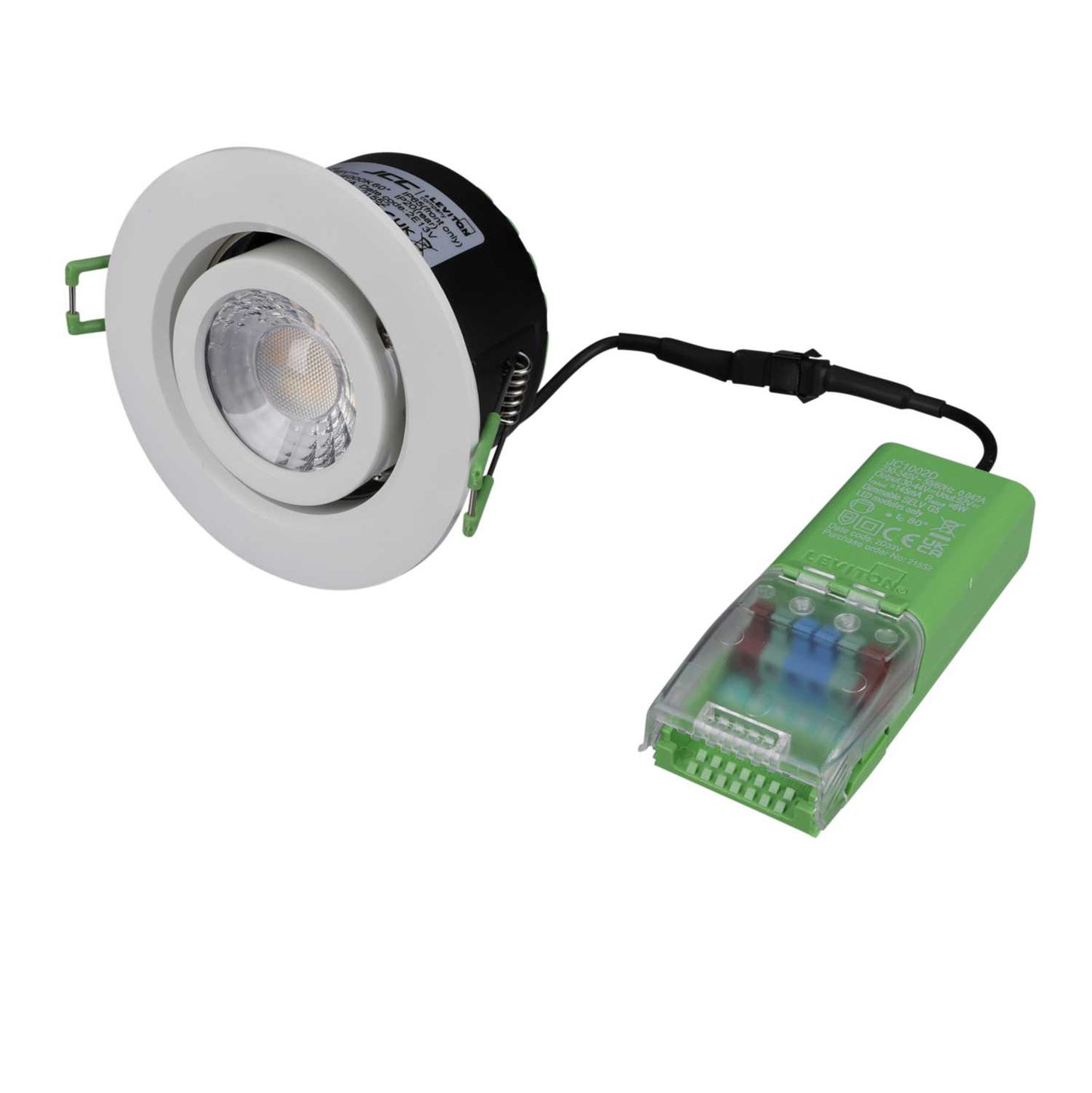 JCC V50 Pro 6W LED Fire Rated Colour Selectable Dimmable Tilt Downlight White