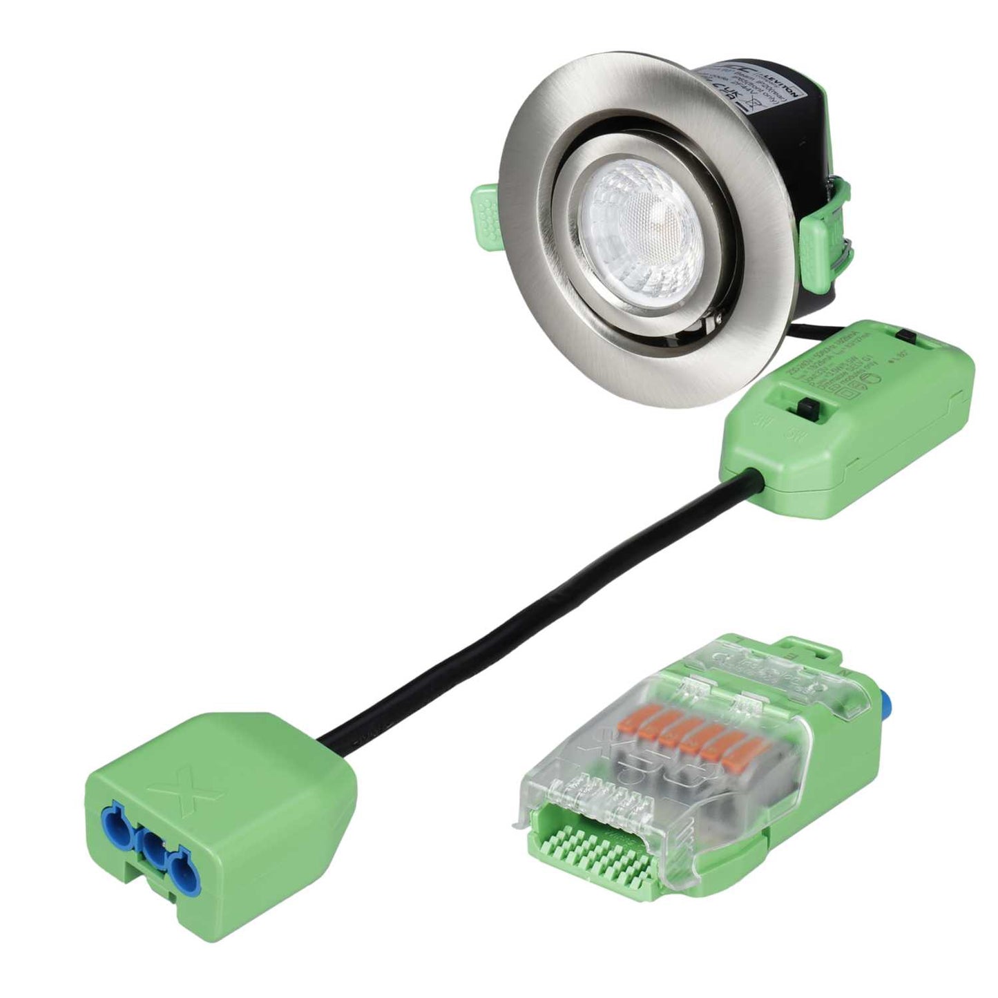 JCC X50 3W / 5W Fire Rated Tri-Colour Dimmable Tilt Downlight Brushed Nickel
