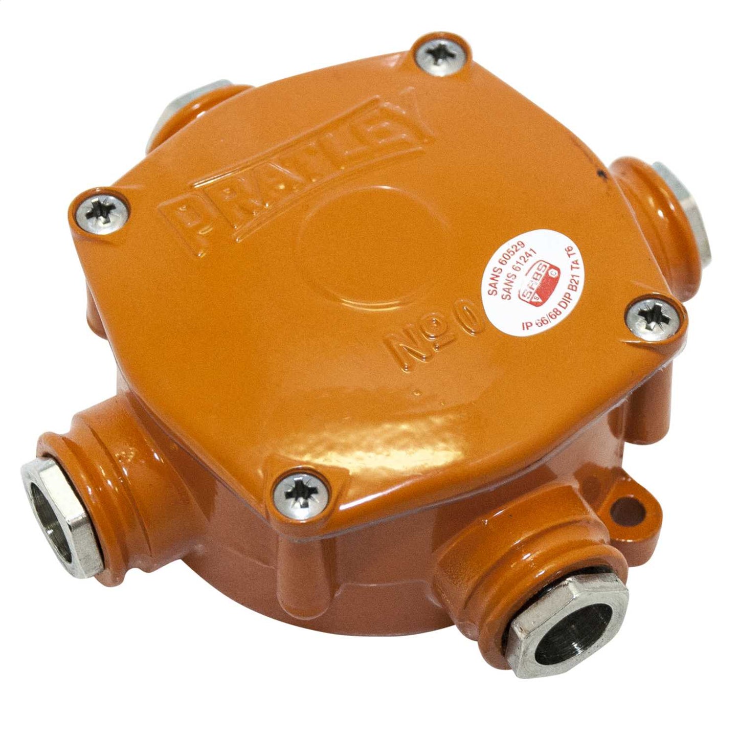 Pratley 20mm Size 0 Aluminium Alloy 4 Way Junction Box Orange