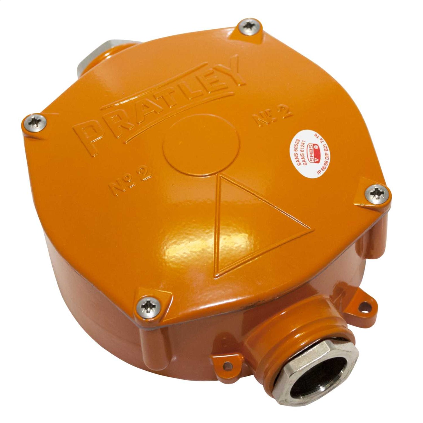 Pratley 32mm Size 2 Aluminium Alloy 2 Way Junction Box Orange