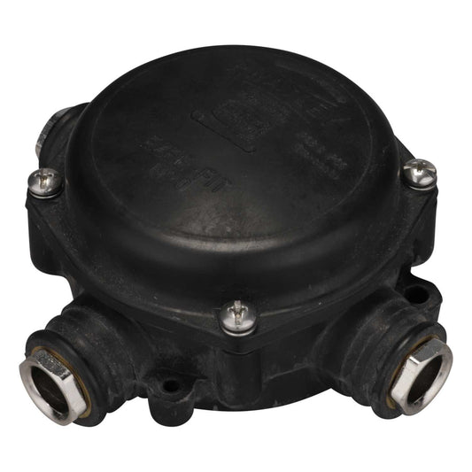 Pratley Ezee-Fit 20mm Size 0 Plastic Atex 3 Way Junction Box Black IP68