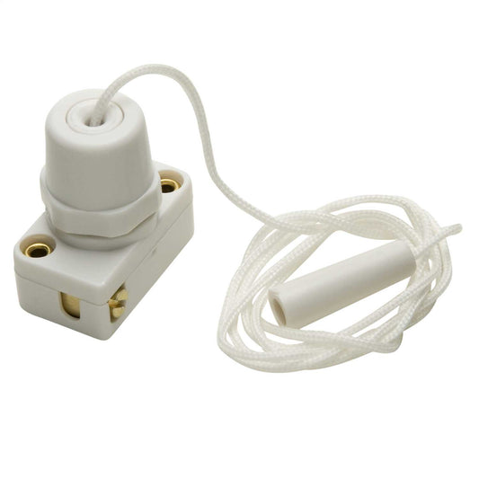 2A Centre Pull Switch with White Cord and Toggle (Sold in 1's)