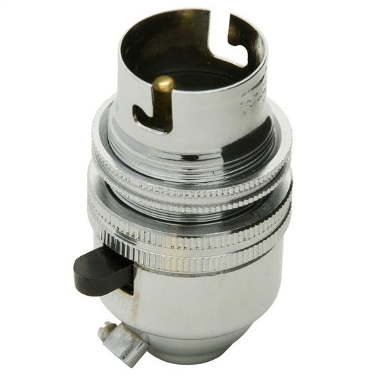 Bayonet Cap BC B22 ½" Entry Switched Lampholder Chrome (Sold in 1's)