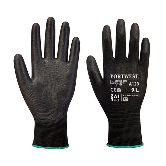 PU Palm Glove Latex Free - Full Carton (144 pairs), L, R, Black