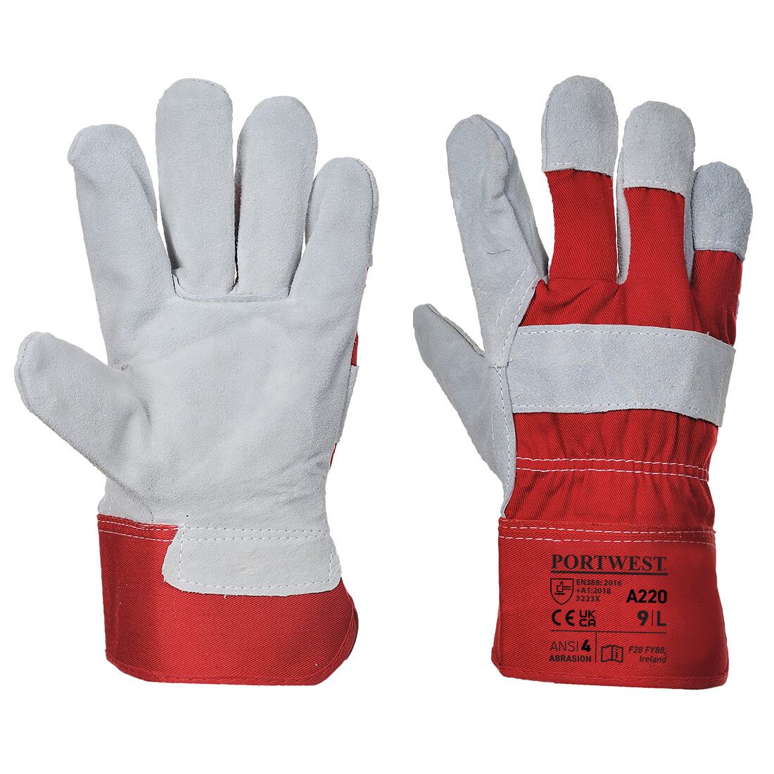 Premium Chrome Rigger Glove, L, R, Red