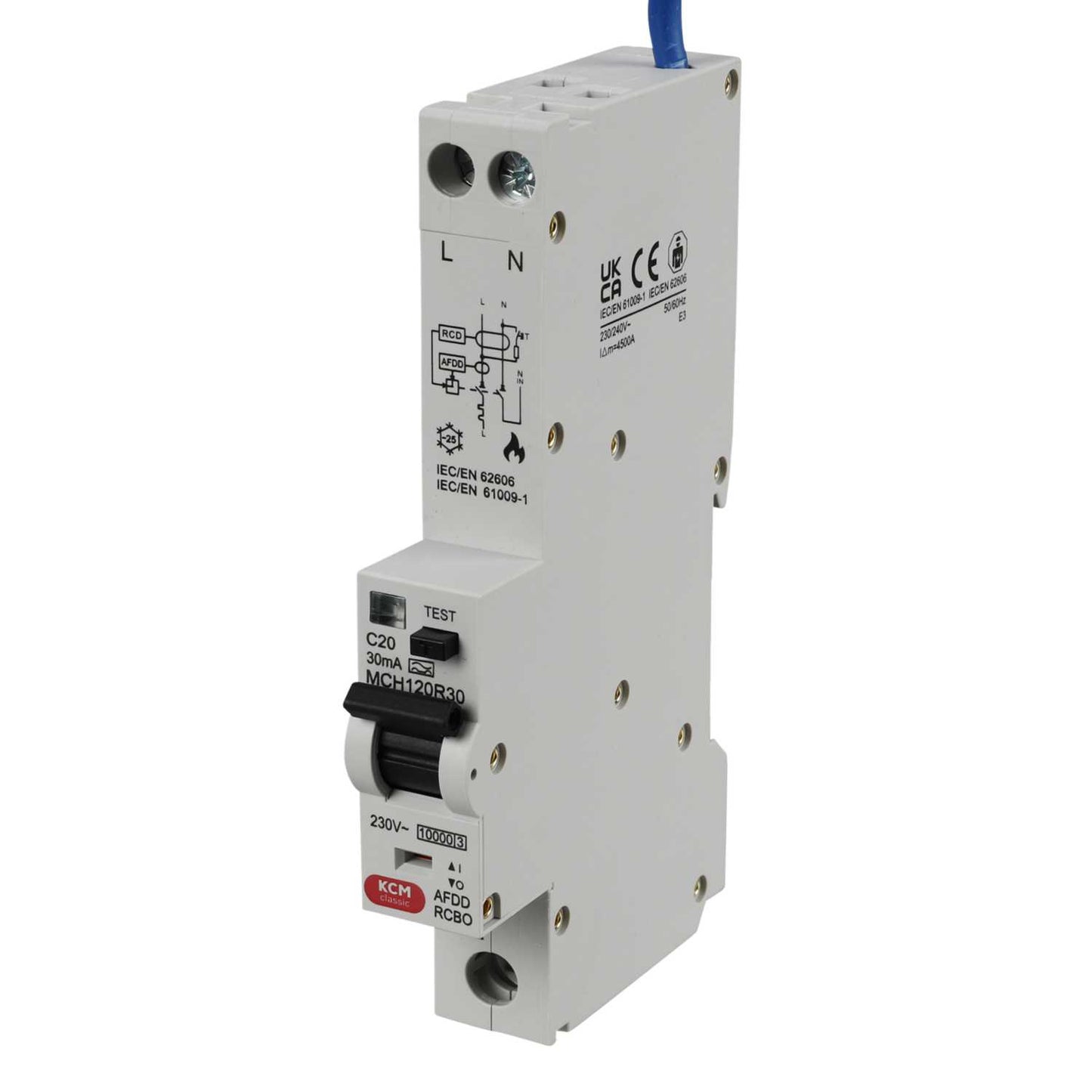 Mem Classic 20A 1P+N 1 Module C Curve 10kA 30mA Type A Afdd Combined MCB / Rcbo