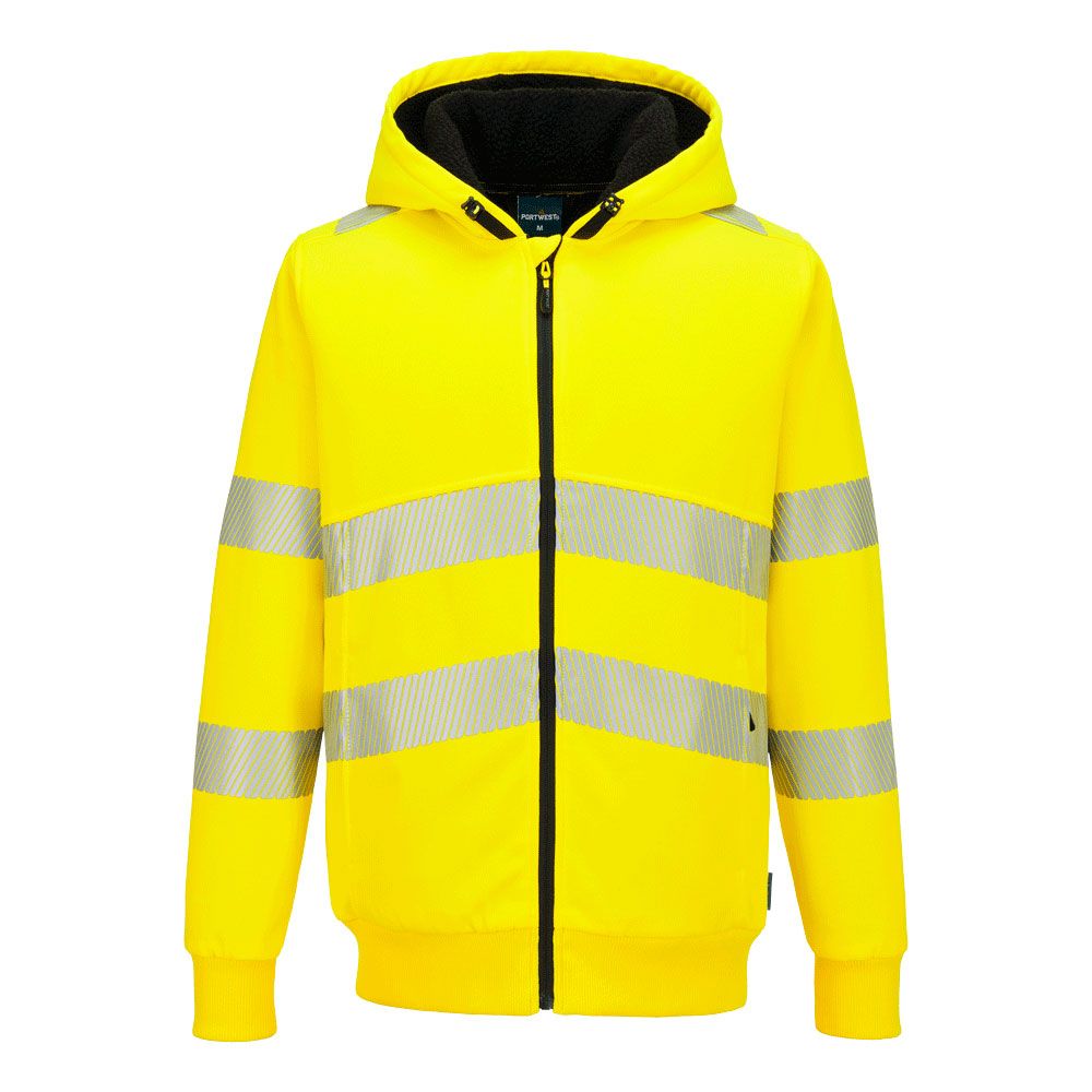 PW321 Hi-Vis Zipped Winter Hoodie, 4XL, R, Yellow