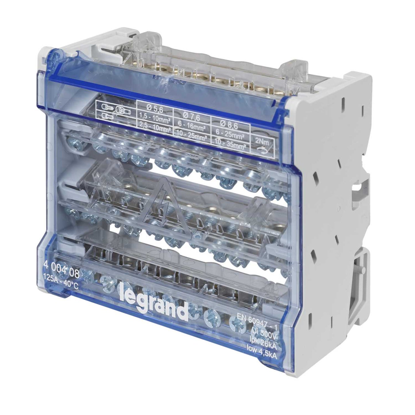 Legrand 125A 4 Pole 6 Module Distribution Block