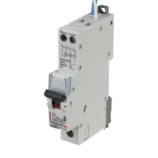 Legrand 20A 1P+N 1 Module C Curve 10kA 30mA Type A Rcbo