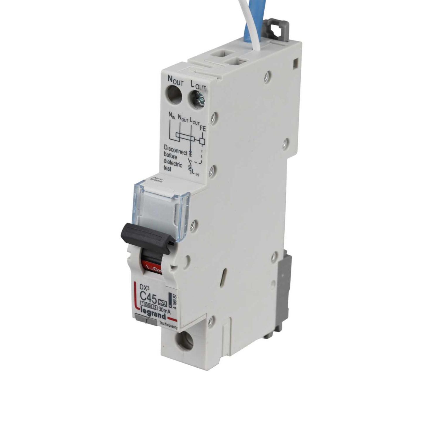 Legrand 45A 1P+N 1 Module C Curve 10kA 30mA Type A Rcbo