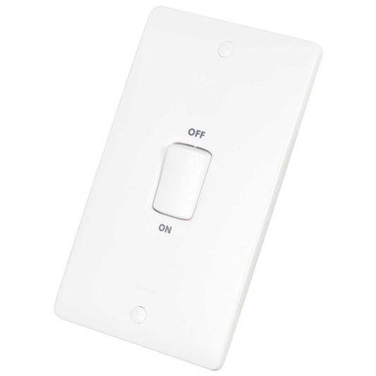 Legrand 45A DP 2 Gang Vertical Switch with Neon and Red Rocker White