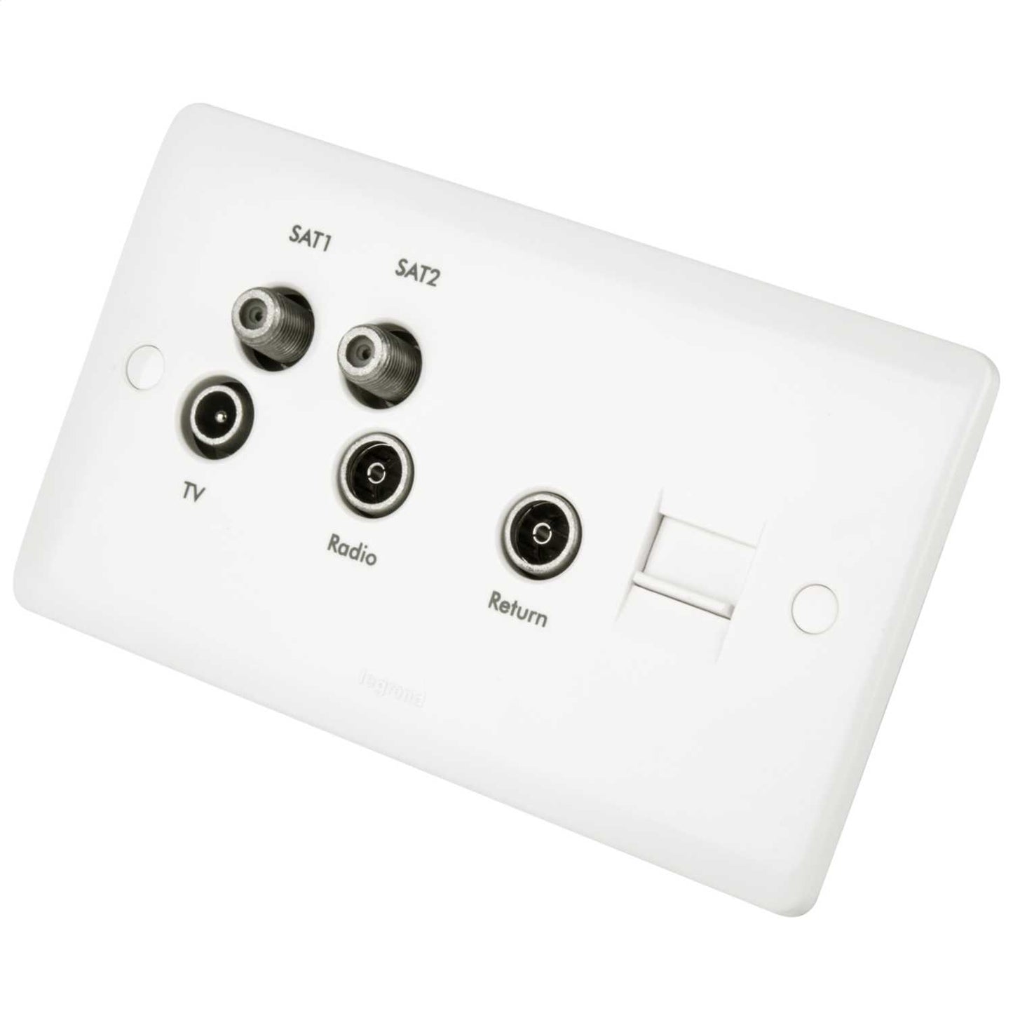 Legrand 2 Gang Quad TV Radio 2 Satellite TV Secondary Telephone Socket White