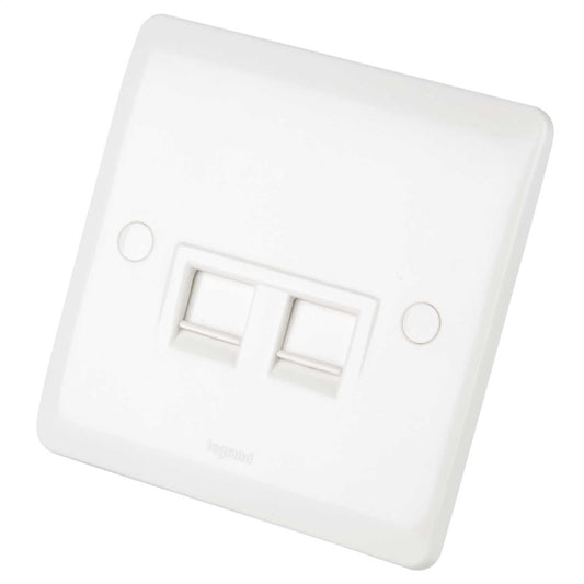 Legrand 1 Gang Twin RJ45 Data Socket White