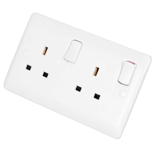 Legrand 13A DP 2 Gang Switched Socket with Neon White