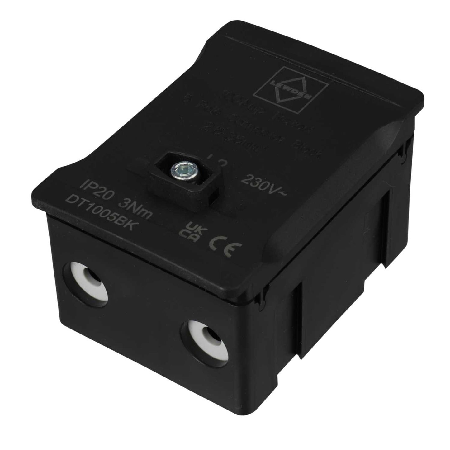 Lewden 100A 5 Way Single Pole Terminal Block Black