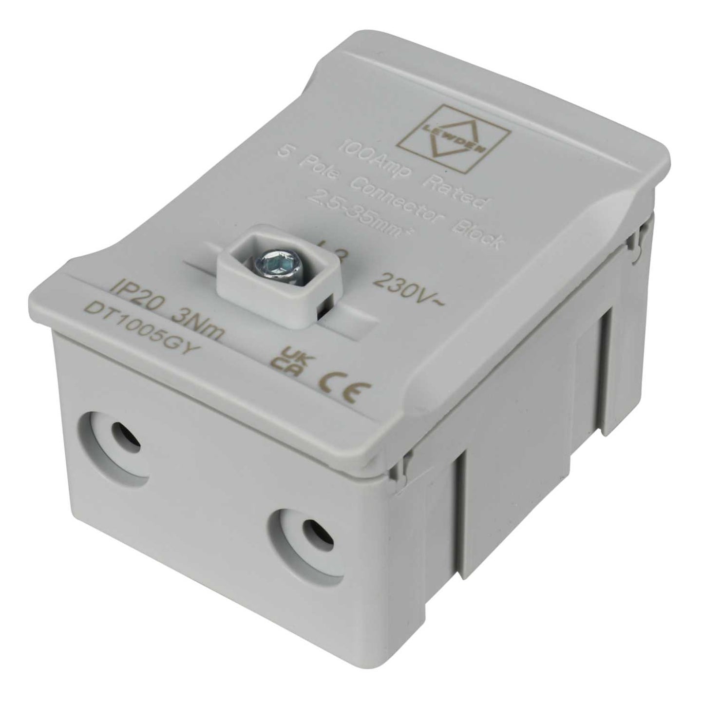 Lewden 100A 5 Way Single Pole Terminal Block Grey