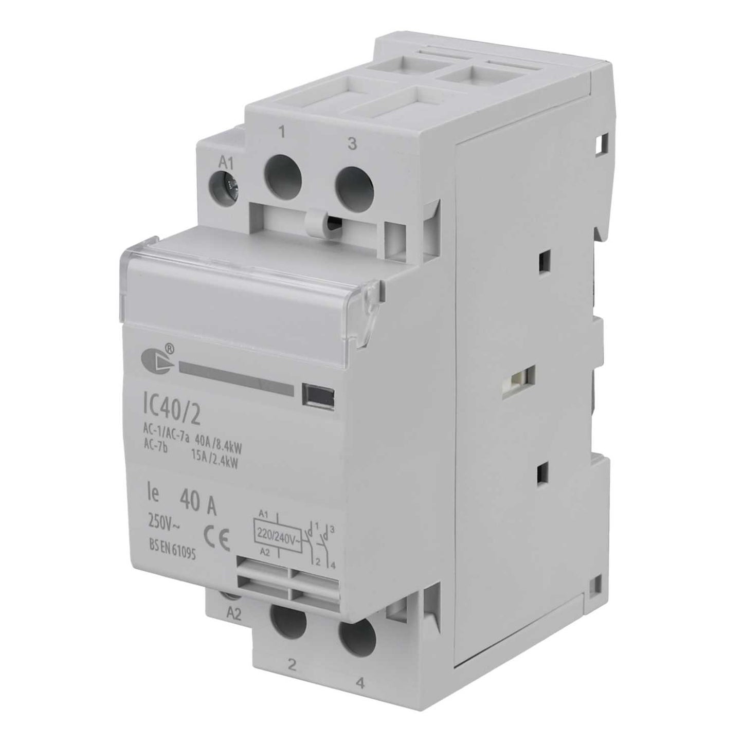 Lewden 230V 40A 2 Pole Contactor with 2 NO Contacts