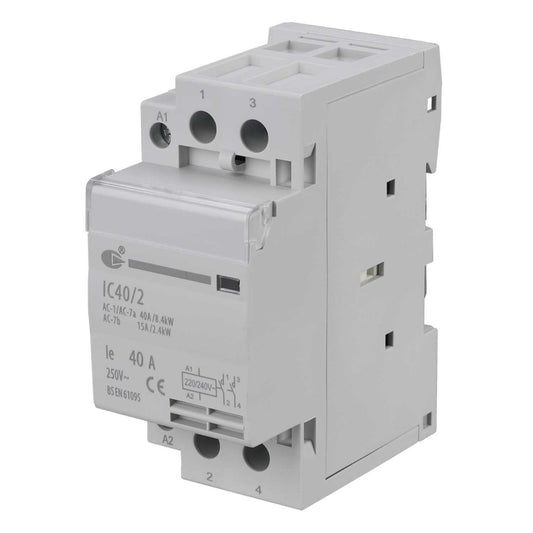 Lewden 230V 40A 2 Pole Contactor with 2 NO Contacts