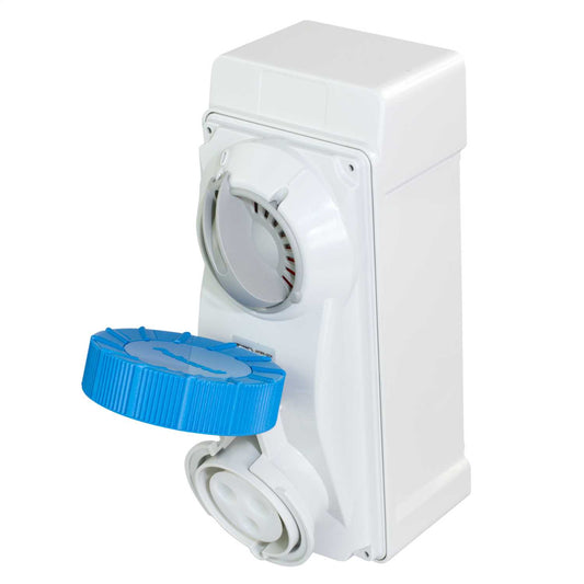 Lewden 32A 2P+E 230V Interlocked Switched Socket IP67