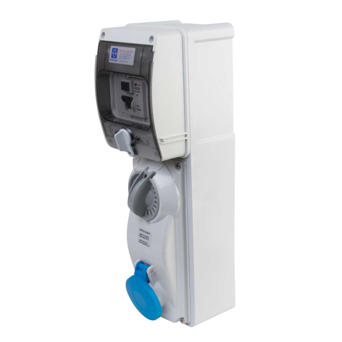 Lewden 16A 2P+E 230V Interlocked Switched RCD Protected Socket IP44
