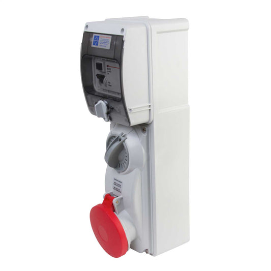 Lewden 32A 3P+N+E 400V Interlocked Switched RCD Protected Socket IP44