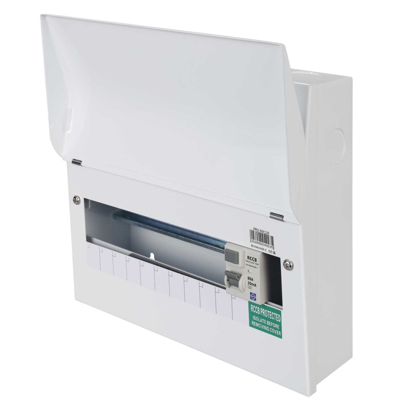 Lewden 10 + 1 Way 80A 30mA Type A RCD Incomer Metal Clad Consumer Unit