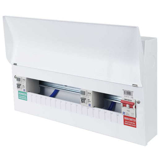 Lewden 15 + 1 Way Flexible High Integrity Dual 80A Type A RCD Metal Clad Consumer Unit