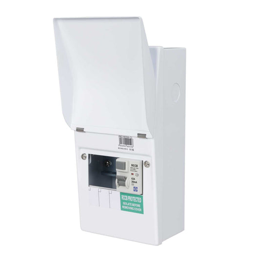 Lewden 3 Way 63A 30mA Type A RCD Incomer Metal Clad Consumer Unit with Round KOs