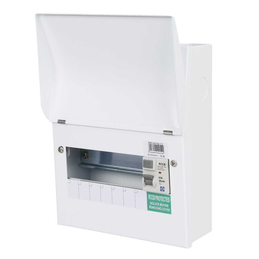 Lewden 7 Way 63A 30mA Type A RCD Incomer Metal Clad Consumer Unit with Round KOs