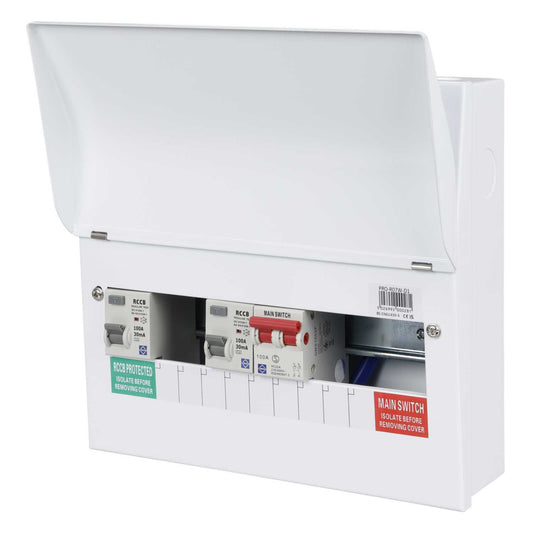 Lewden 7 Way Dual 100A RCD High Integrity Metal Clad Consumer Unit with Round KOs