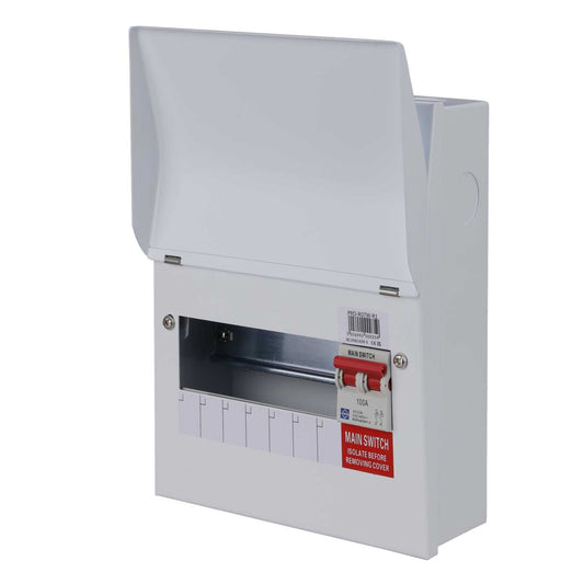 Lewden 7 Way 100A Isolator Incomer Metal Clad Consumer Unit with Round Knockouts