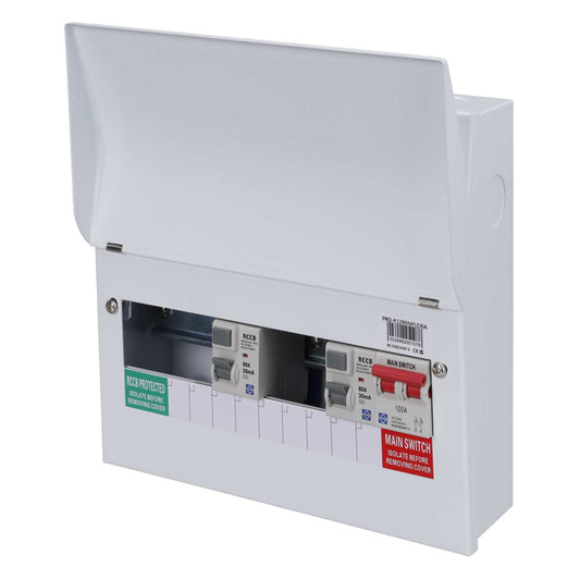 Lewden 6 + 1 Way Dual 80A 30mA Type A RCD Incomer Metal Clad Consumer Unit