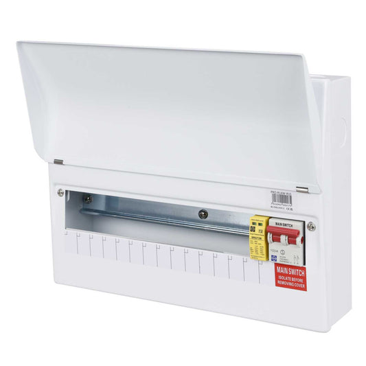 Lewden 14 Way 100A Isolator Incomer Metal Clad Consumer Unit with Type 2 SPD Round KOs