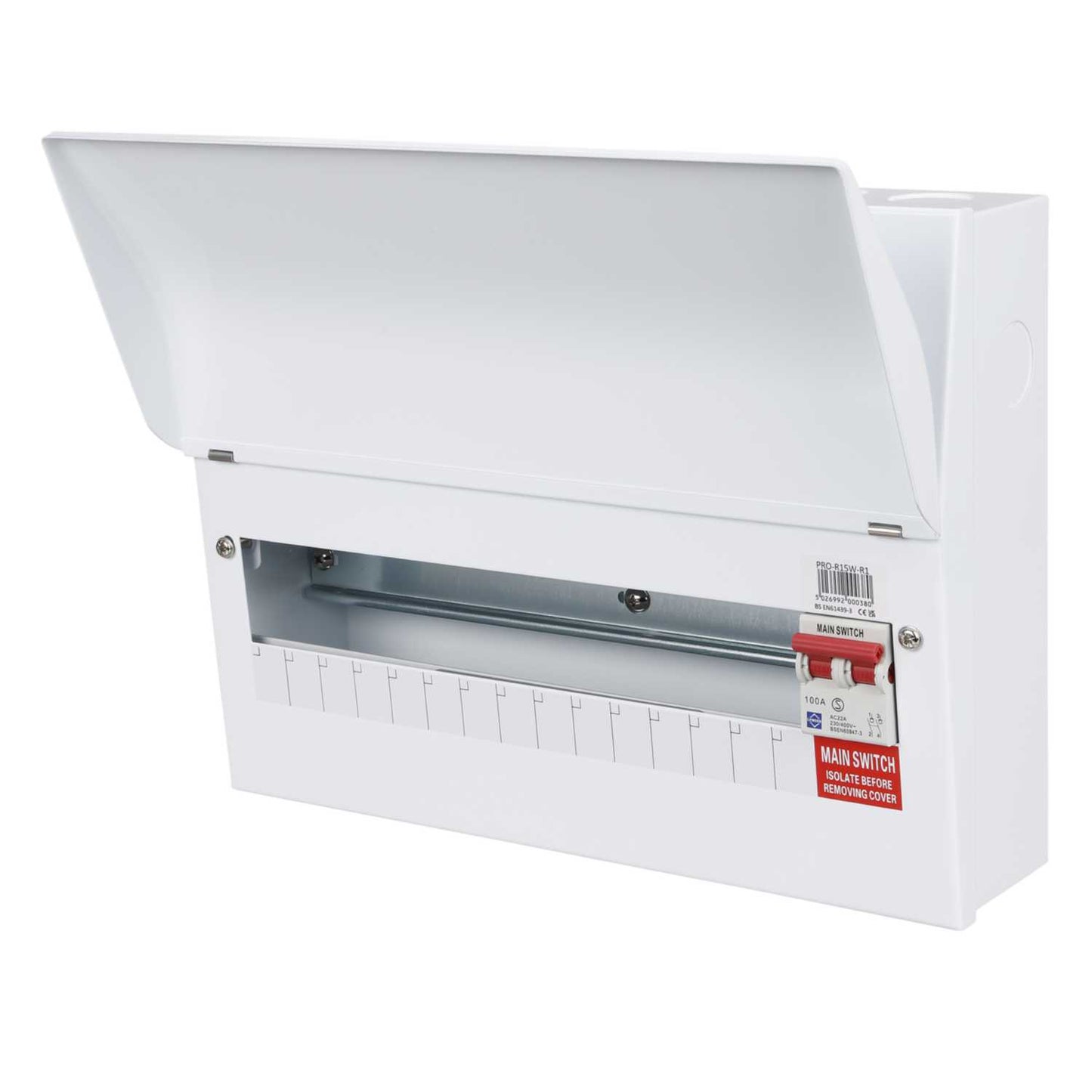 Lewden 15 Way 100A Isolator Incomer Metal Clad Consumer Unit with Round Knockouts