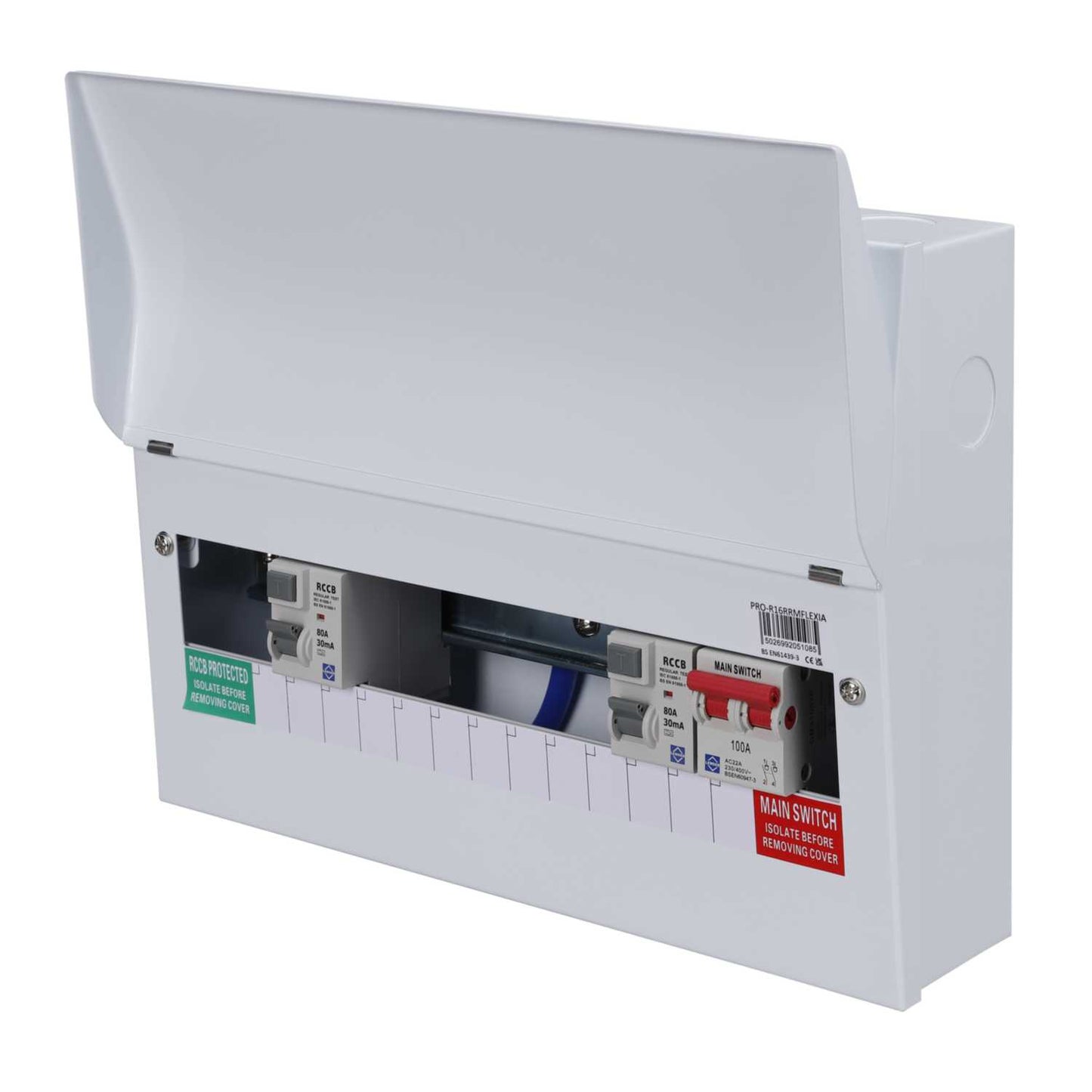 Lewden 10 + 1 Way Dual 80A 30mA Type A RCD Incomer Metal Clad Consumer Unit