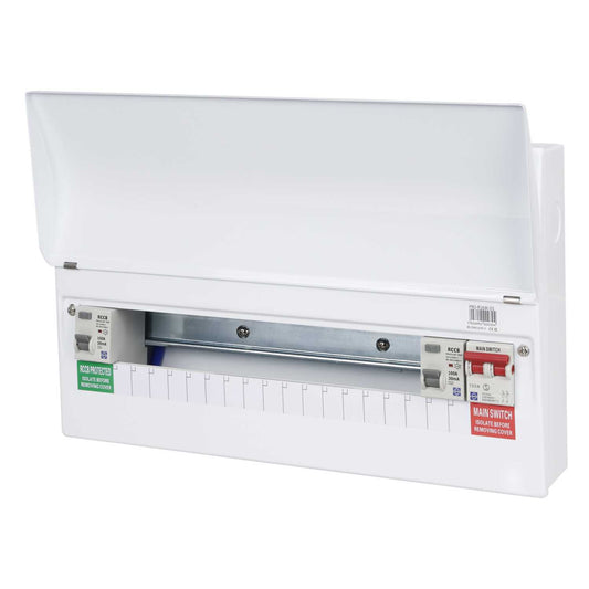 Lewden 16 Way Dual 100A RCD High Integrity Metal Clad Consumer Unit with Round KOs
