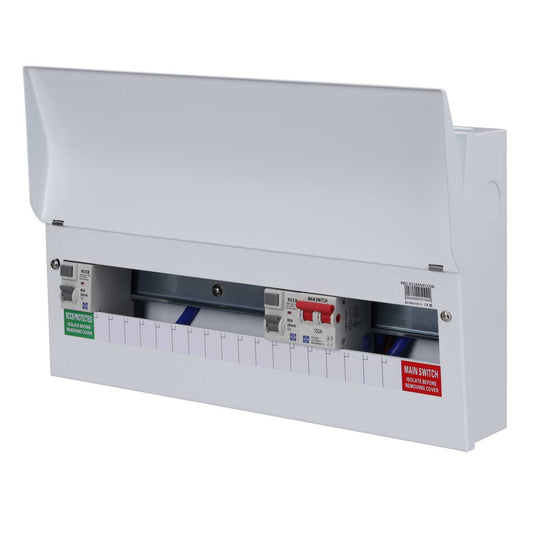 Lewden 15 + 1 Way Dual 80A 30mA Type A RCD Incomer Metal Clad Consumer Unit