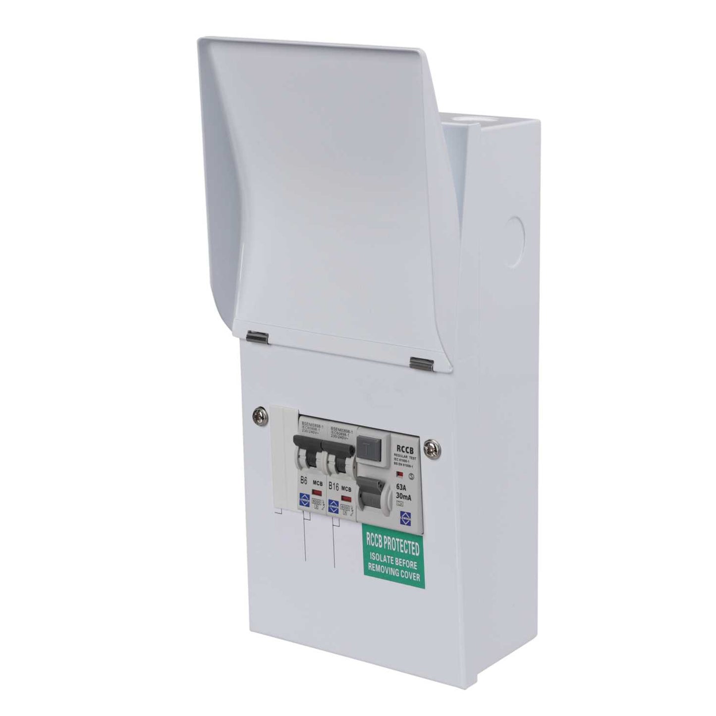 Lewden Metal Clad Garage Unit with 63A Type A RCD and 6A and 16A MCB