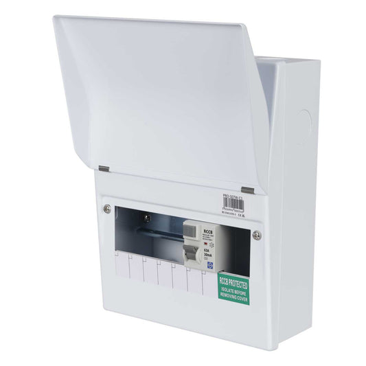 Lewden 7 Way 63A 30mA Type A RCD Incomer Metal Clad Consumer Unit with Square KOs