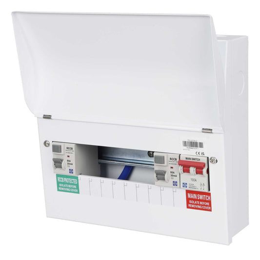 Lewden 7 Way Dual 100A RCD High Integrity Metal Clad Consumer Unit with Square KOs