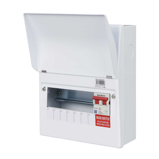Lewden 7 Way 100A Isolator Incomer Metal Clad Consumer Unit with Square Knockouts