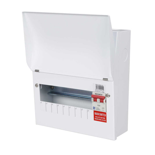 Lewden 9 Way 100A Isolator Incomer Metal Clad Consumer Unit with Square Knockouts