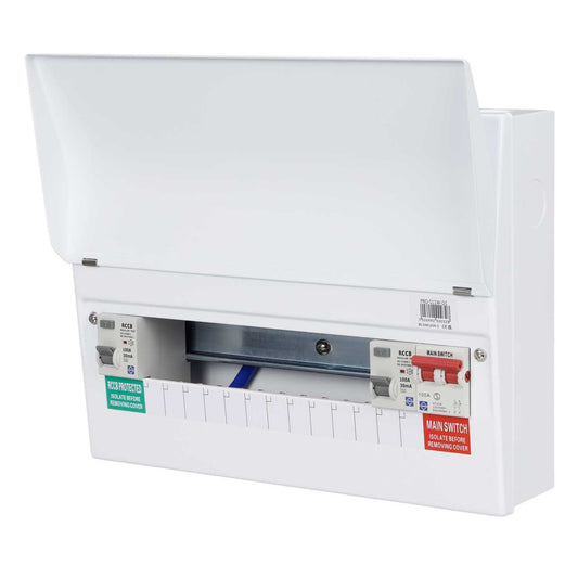 Lewden 11 Way Dual 100A RCD High Integrity Metal Clad Consumer Unit with Square KOs