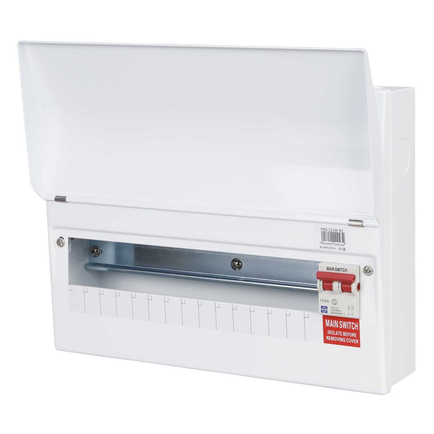 Lewden 15 Way 100A Isolator Incomer Metal Clad Consumer Unit with Square Knockouts
