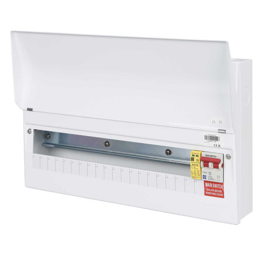 Lewden 19 Way 100A Isolator Incomer Metal Clad Consumer Unit with Type 2 SPD Square KOs
