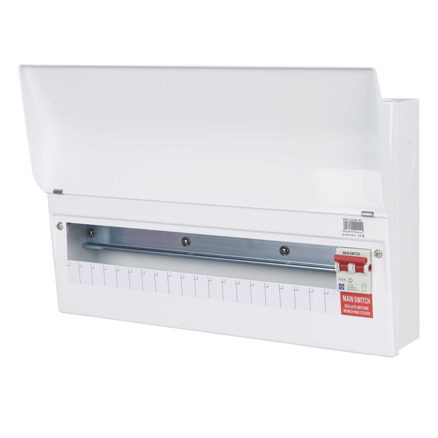 Lewden 20 Way 100A Isolator Incomer Metal Clad Consumer Unit with Square Knockouts