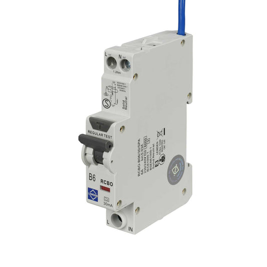 Lewden 6A Single Pole 1 Module B Curve 6kA 30mA Type A Compact Rcbo