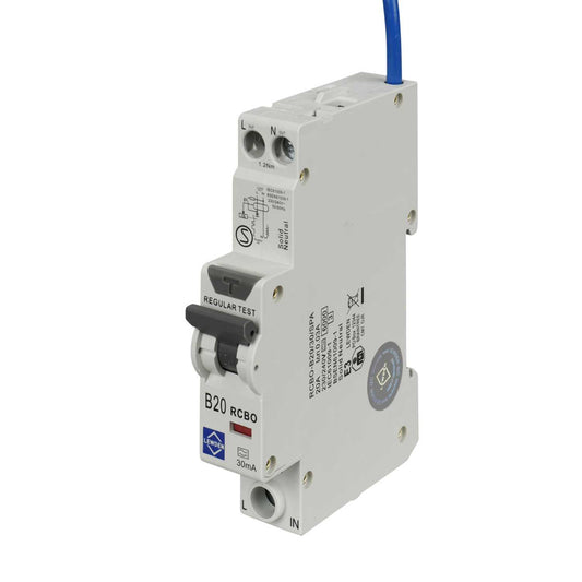 Lewden 20A Single Pole 1 Module B Curve 6kA 30mA Type A Compact Rcbo